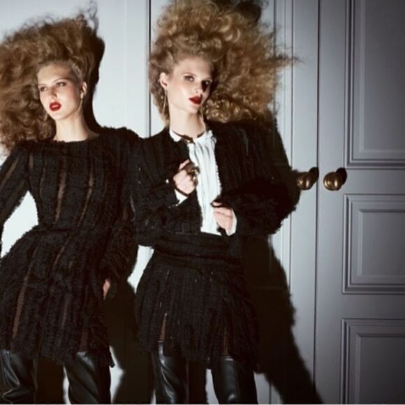 Zara Black Textured fabric High waist Mini Skirt Limited Edition tonal beads NWT - Picture 3 of 13